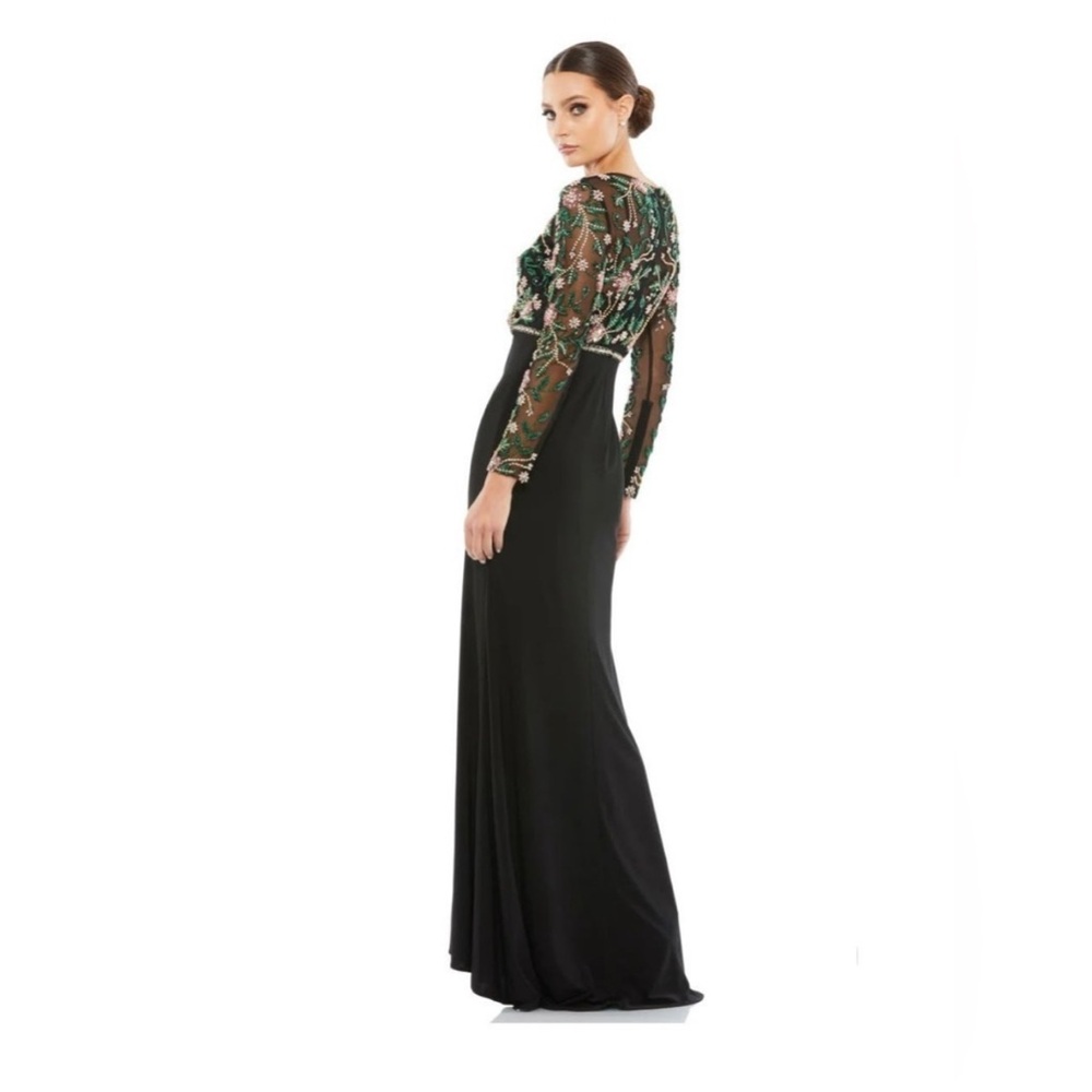 MAC DUGGAL Beaded Illusion High Neck Jersey Skirt Trumpet Gown NWT - Picture 6 of 17